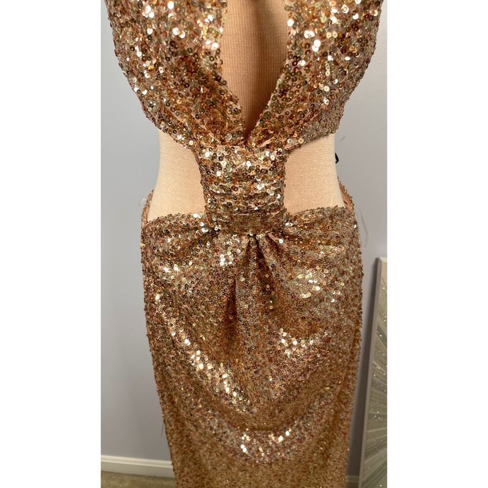 NWT Bronx and Banco SOL Elegant Gold Sequin Evening Gown - Picture 10 of 15